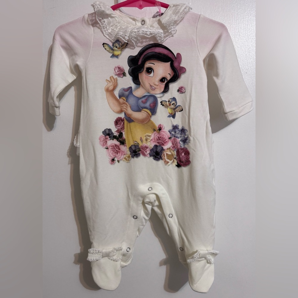 MonnaLisa Snow White Baby Footie - White and Pink 3 months NWT